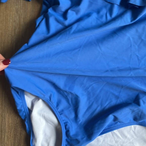 Funny Girl Royal Blue One Piece Ruffle Strapless Bathing Suit Size Medium - Picture 10 of 10